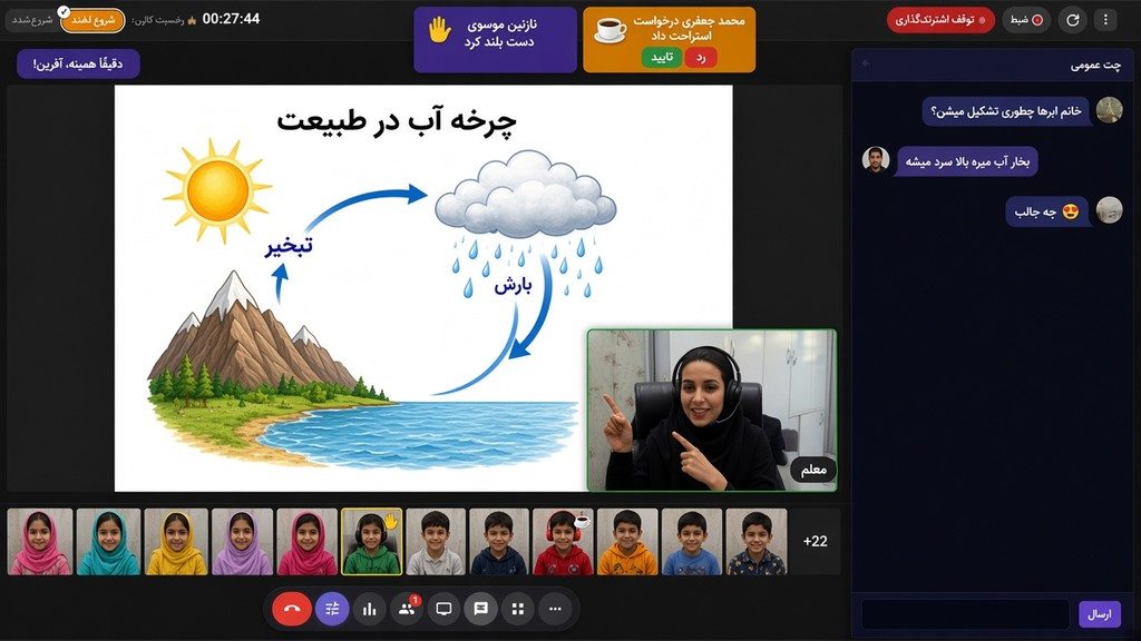 اشتراکِ صفحه و چتِ زنده در کلاسِ بینگو